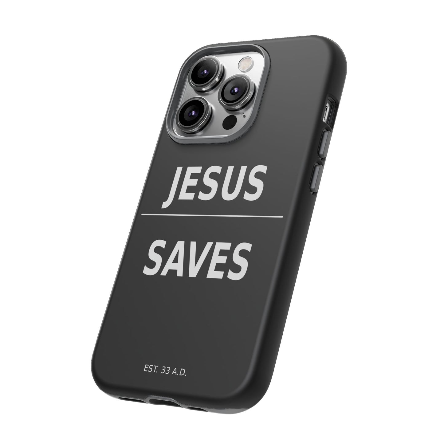 Jesus Saves Phone Case Christian Religious Minimalist Black Tough Cover
