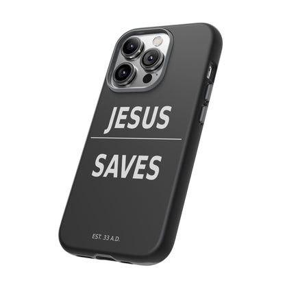 Jesus Saves Phone Case Christian Religious Minimalist Black Tough Cover