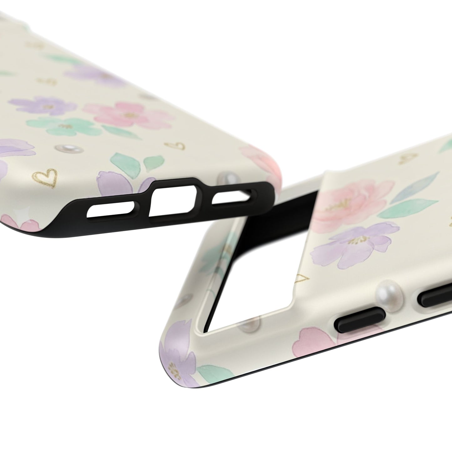 Pastel Floral Phone Case – Coquette Watercolor Flower Hearts Tough Case (iPhone, Samsung, Pixel)