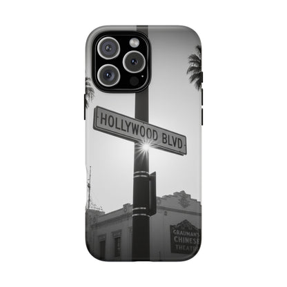 Hollywood Blvd Phone Case | Vintage Los Angeles Street Sign | Black & White LA Aesthetic