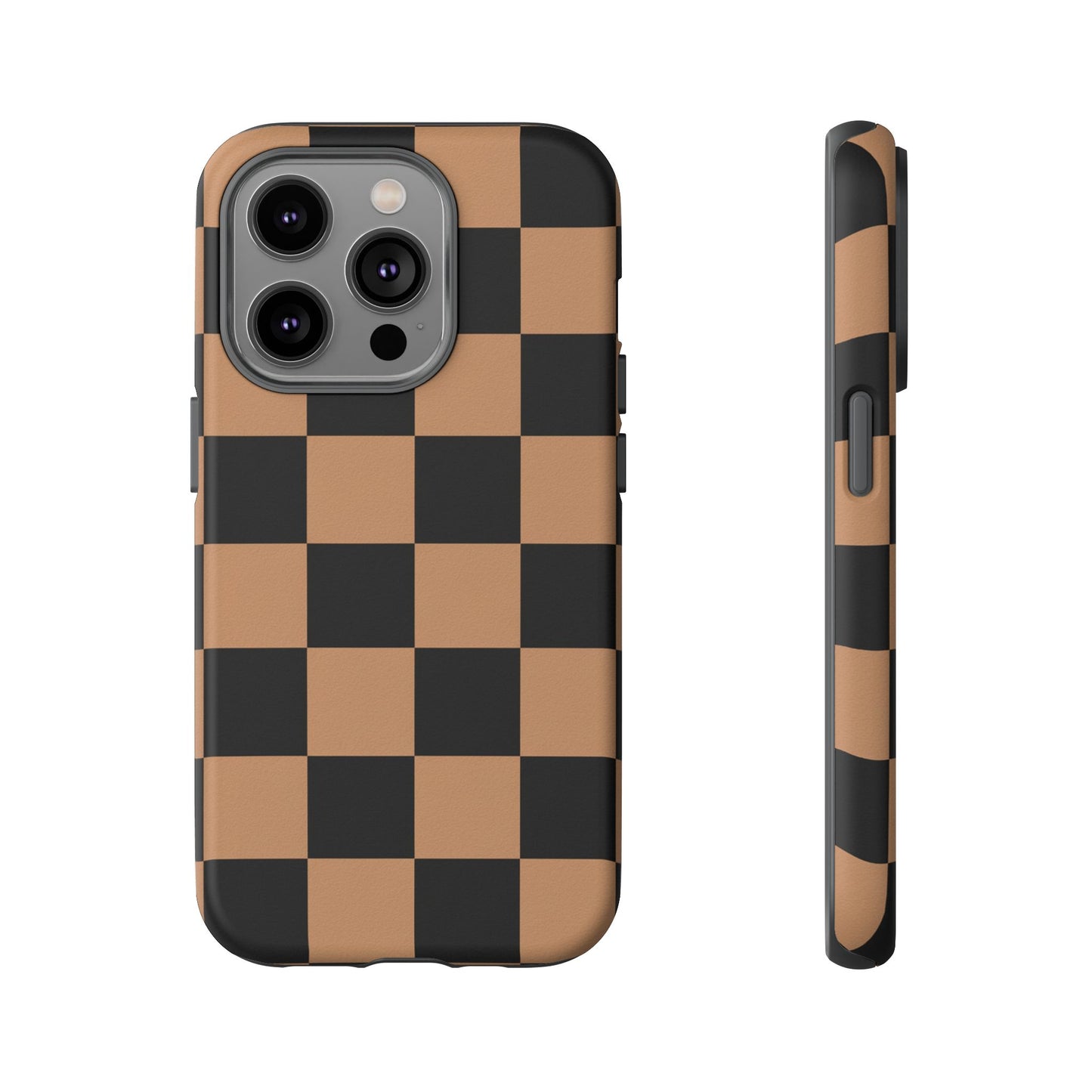 Brown Checkered Phone Case | Aesthetic Checkerboard iPhone & Samsung Tough Case
