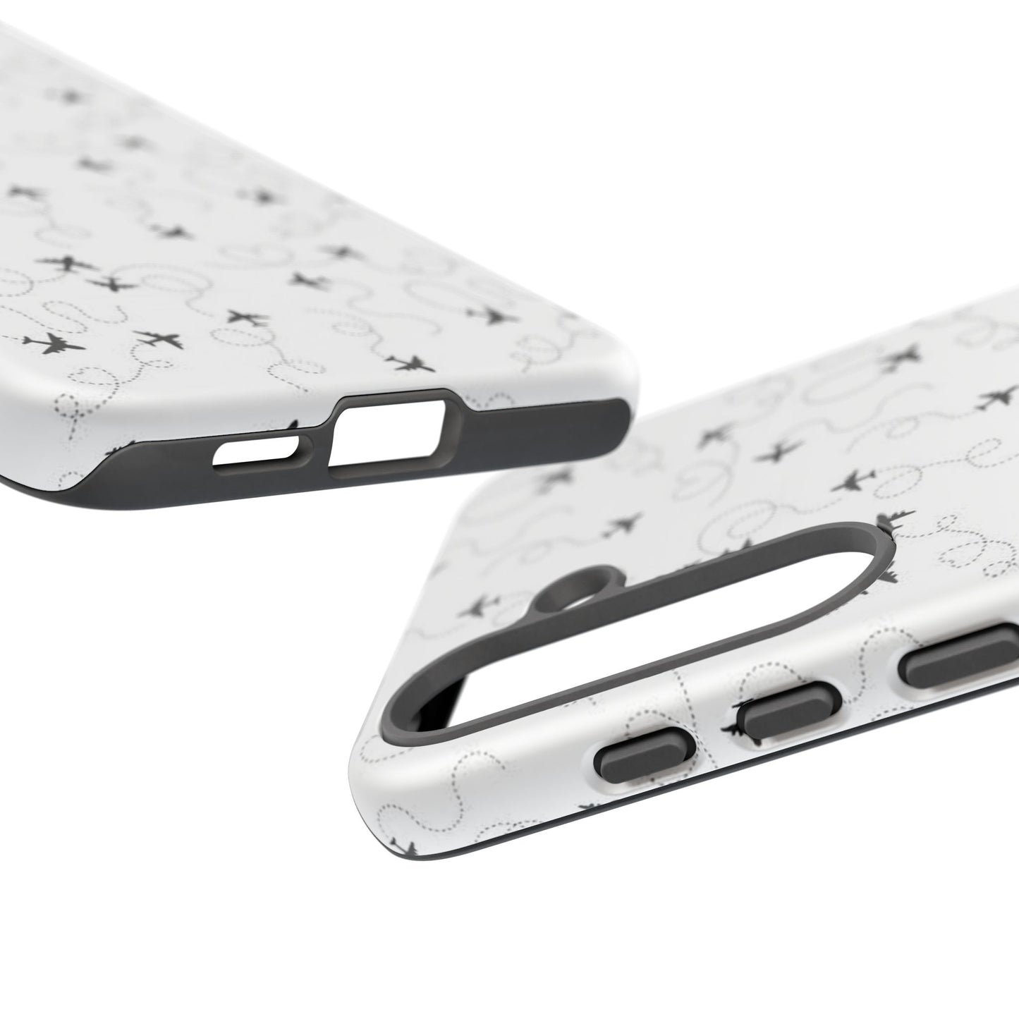 Minimal Paper Airplane Pattern Phone Case – Black White Aesthetic Tough Cover