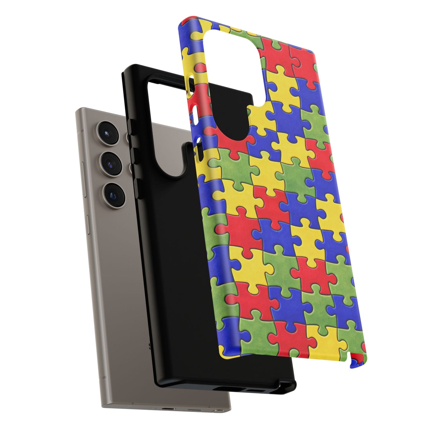 Colorful Puzzle Phone Case, Autism Awareness Jigsaw Design, Tough Protective Case, iPhone & Samsung Case, Vibrant Puzzle Pattern
