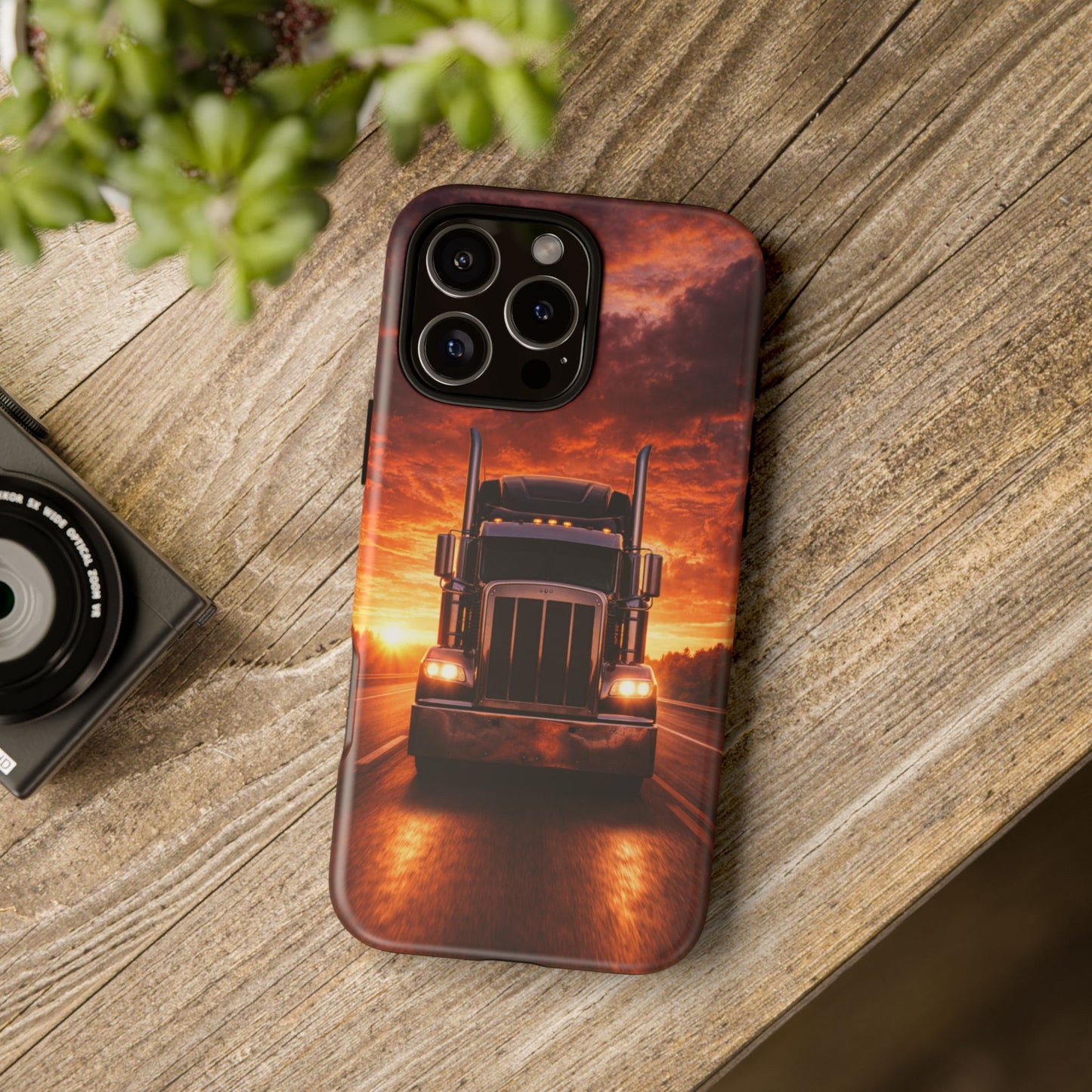 Big Rig Truck Phone Case Sunset Highway Semi Truck iPhone Samsung Cover