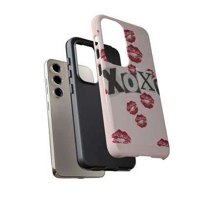 XOXO Kiss Print Phone Case | Coquette Valentine Aesthetic | Cute Pink Lipstick Kiss Tough Case for iPhone & Samsung