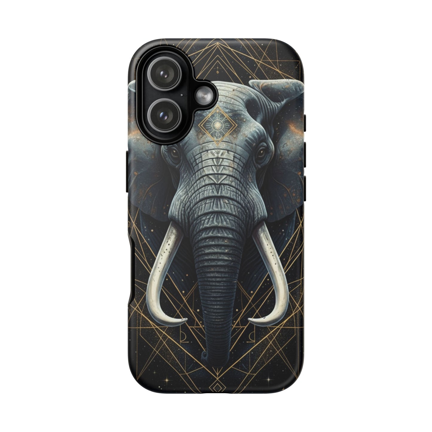 Elephant Mandala Phone Case – Black and Gold Spiritual Elephant Tough Protective Case