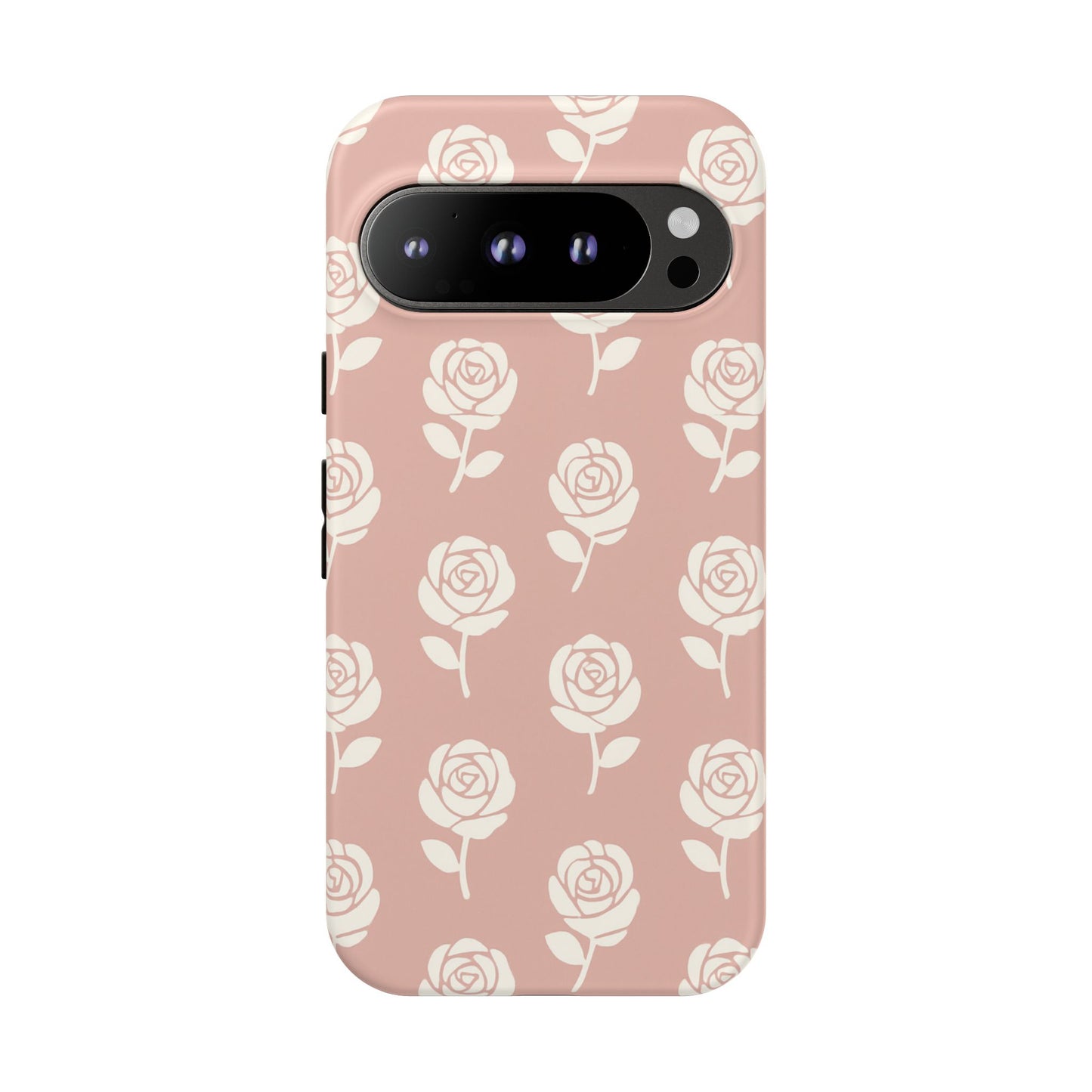 White Rose Pattern Tough Phone Case | Elegant Floral Aesthetic Case for Iphone, Samsung Galaxy and Pixel
