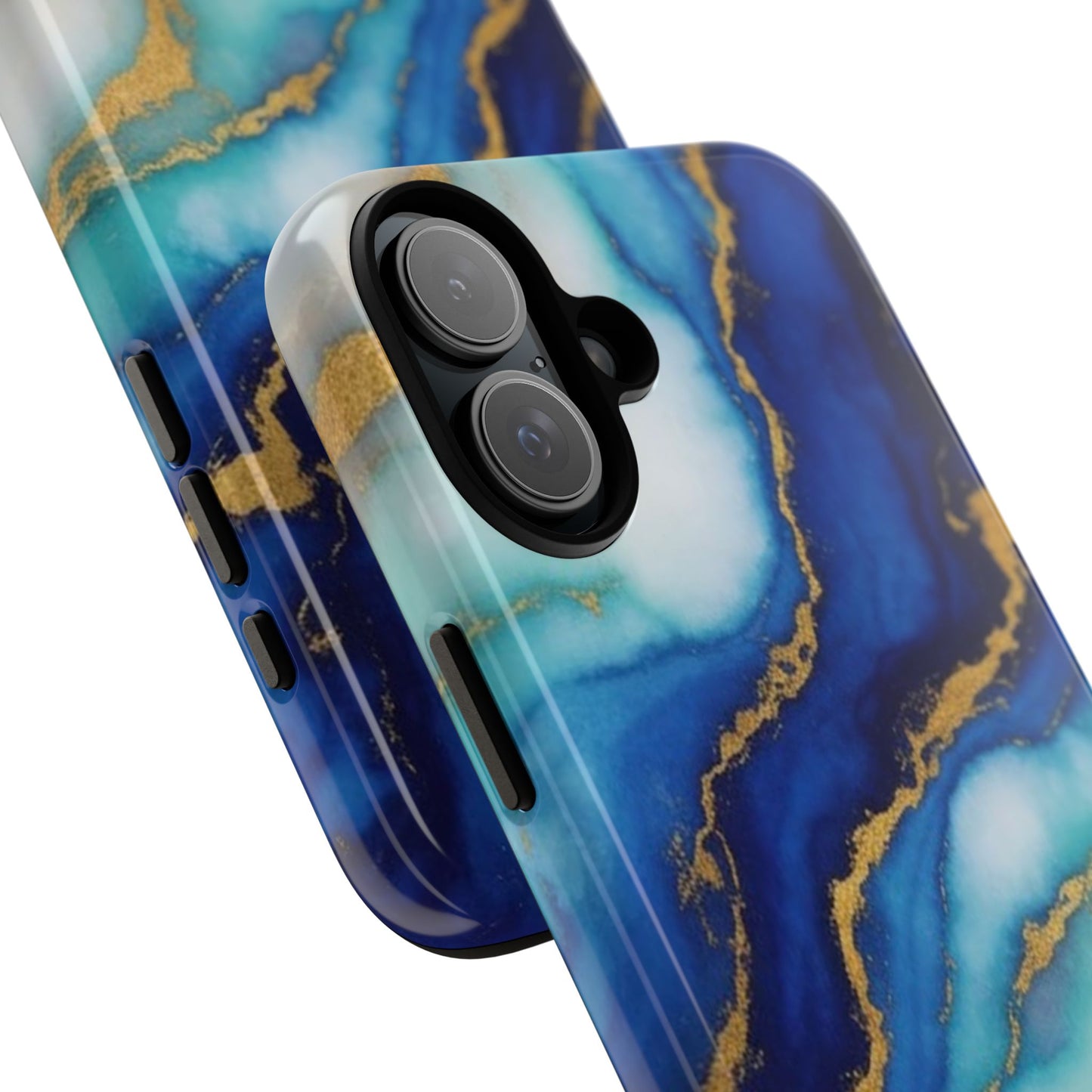 Blue & Gold Marble Phone Case – Luxury Resin Art Tough Case (iPhone, Samsung, Pixel)