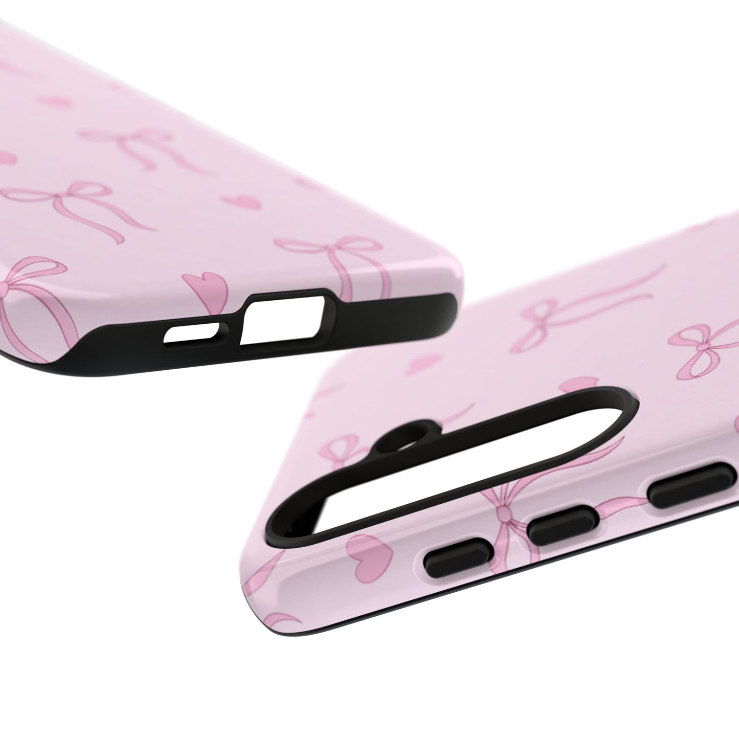 Pink Bow Heart Aesthetic Phone Case – Coquette Cute Tough Cover