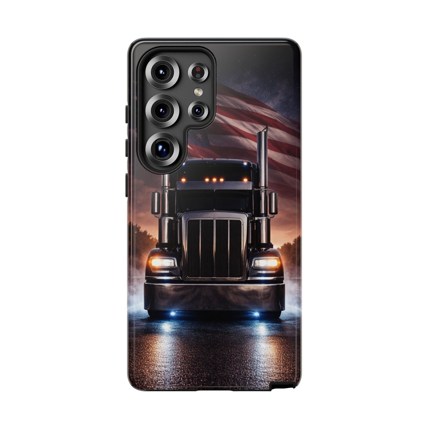 Semi Truck Phone Case American Flag Big Rig Trucker Gift iPhone Samsung