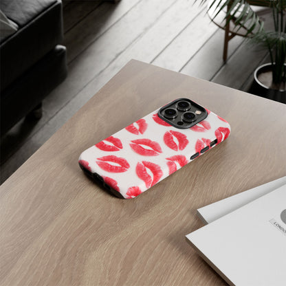 Red Lipstick Kiss Phone Case – Sexy Lip Print Pattern Tough Protective Cover