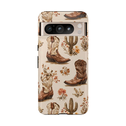 Cowboy Boots Western Phone Case Rustic Cowgirl Cactus Floral iPhone Samsung Pixel