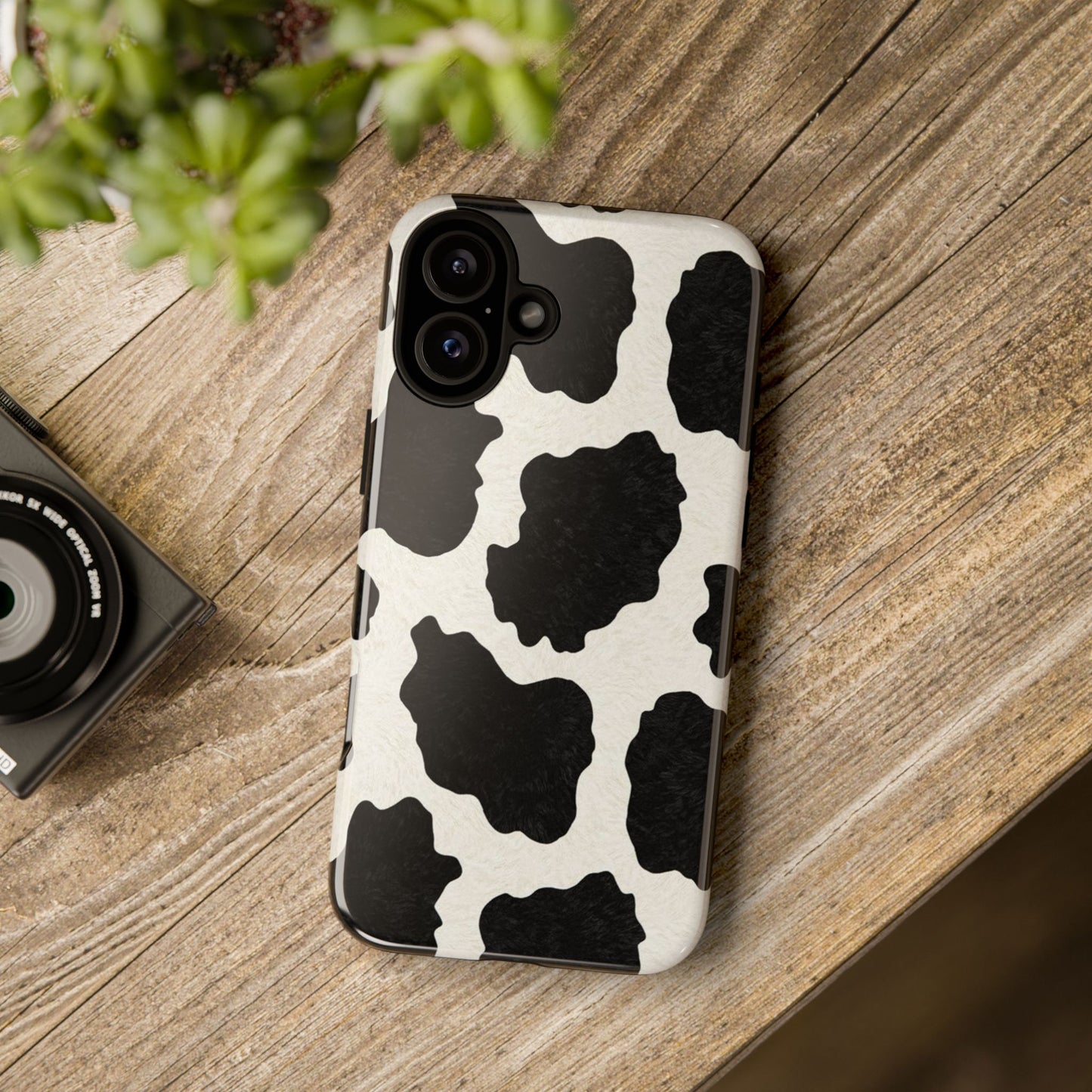 Black & White Cow Print Phone Case | Aesthetic Tough Protective Case