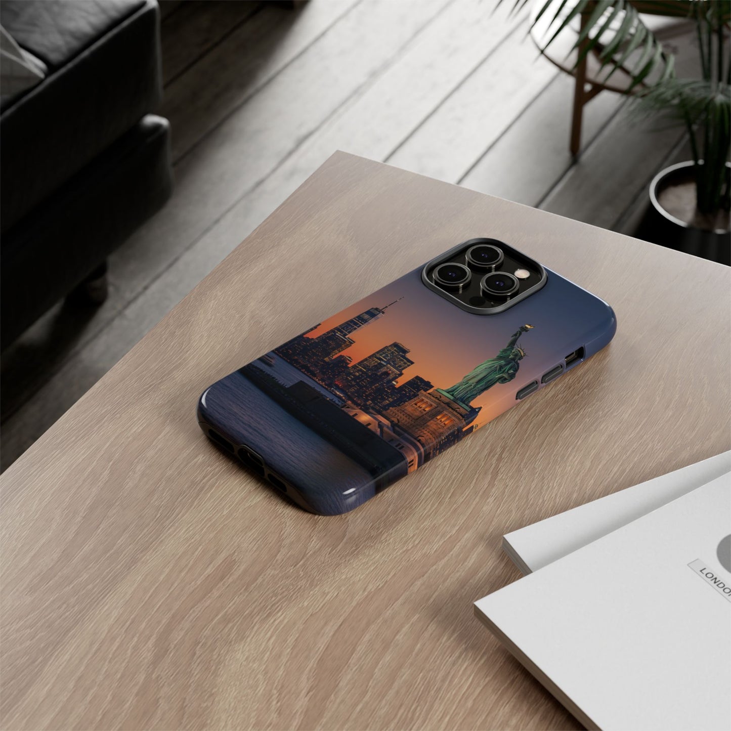 Statue of Liberty Sunset Phone Case – New York City Skyline Travel Aesthetic Tough Case