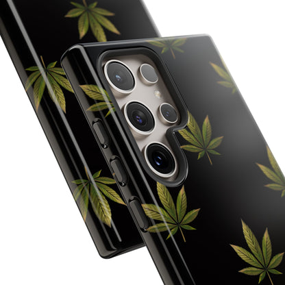 Cannabis Leaf Phone Case Green Weed Leaf Pattern Tough Protective Cover