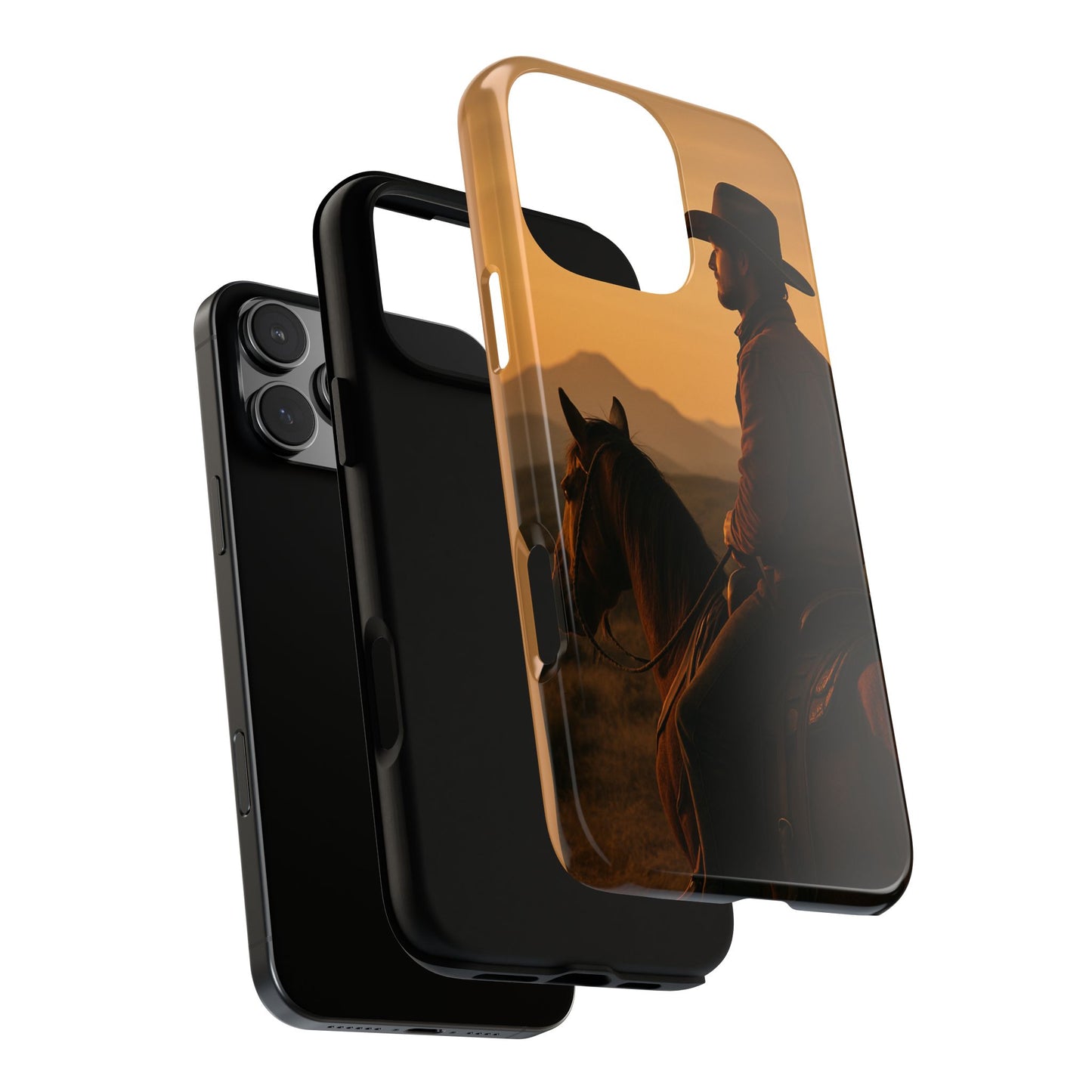 Western Cowboy Sunset Phone Case | Horse Rider Desert Aesthetic Tough Protective Case