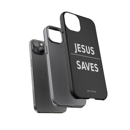 Jesus Saves Phone Case Christian Religious Minimalist Black Tough Cover