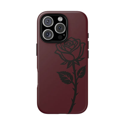 Black Rose Burgundy iPhone Case | Dark Aesthetic Shockproof Protective Cover