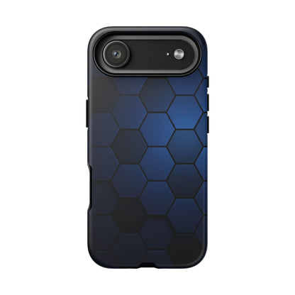 Blue Hexagon Gradient Phone Case | Honeycomb Geometric Tech Aesthetic | Minimalist Tough Case for iPhone & Samsung