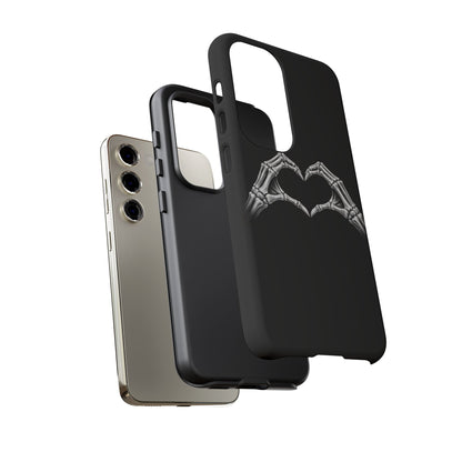 Skeleton Hands Heart Phone Case | Gothic Black Protective Cover