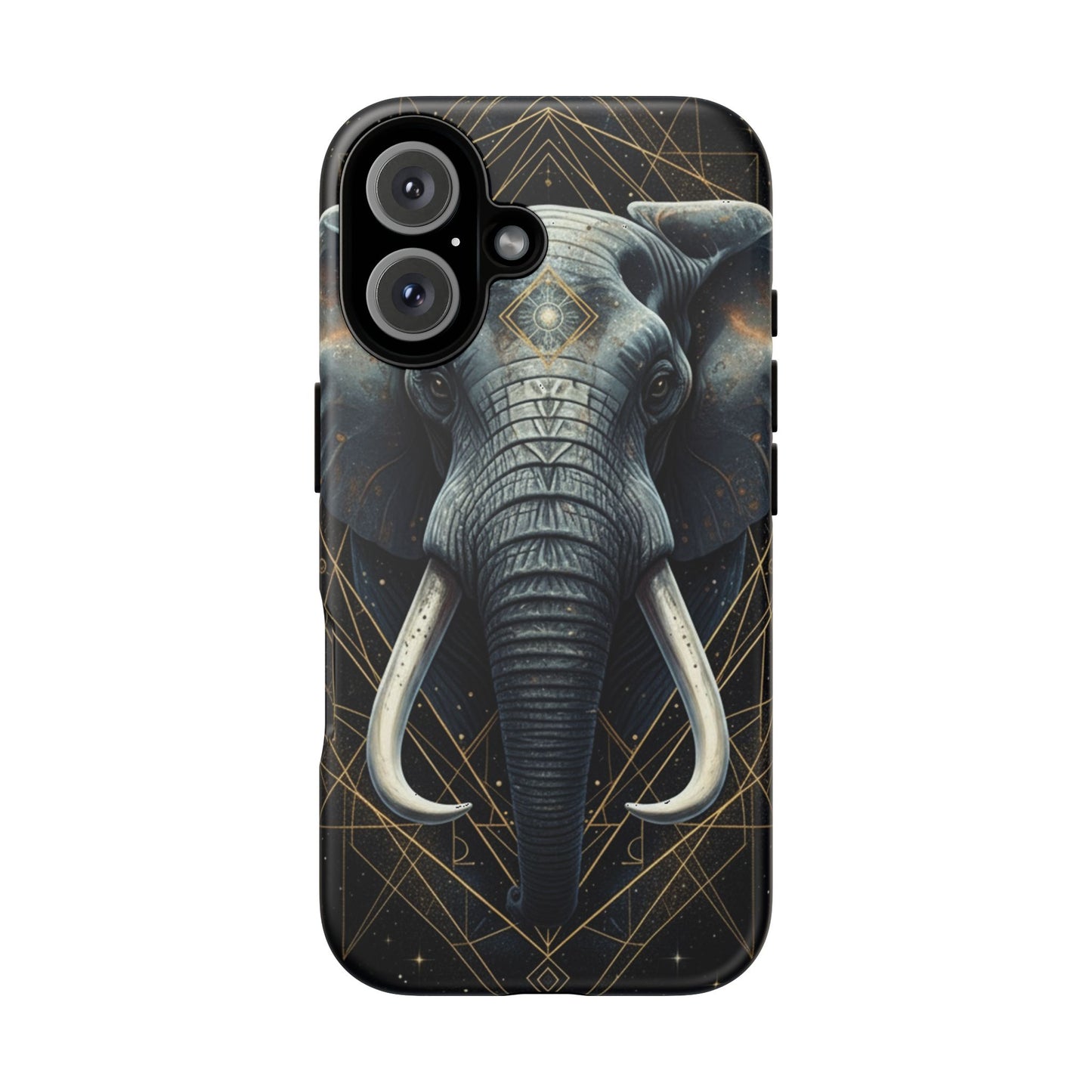 Elephant Mandala Phone Case – Black and Gold Spiritual Elephant Tough Protective Case