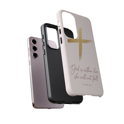 Psalm 46:5 God Is Within Her Christian Cross Phone Case Faith Gift