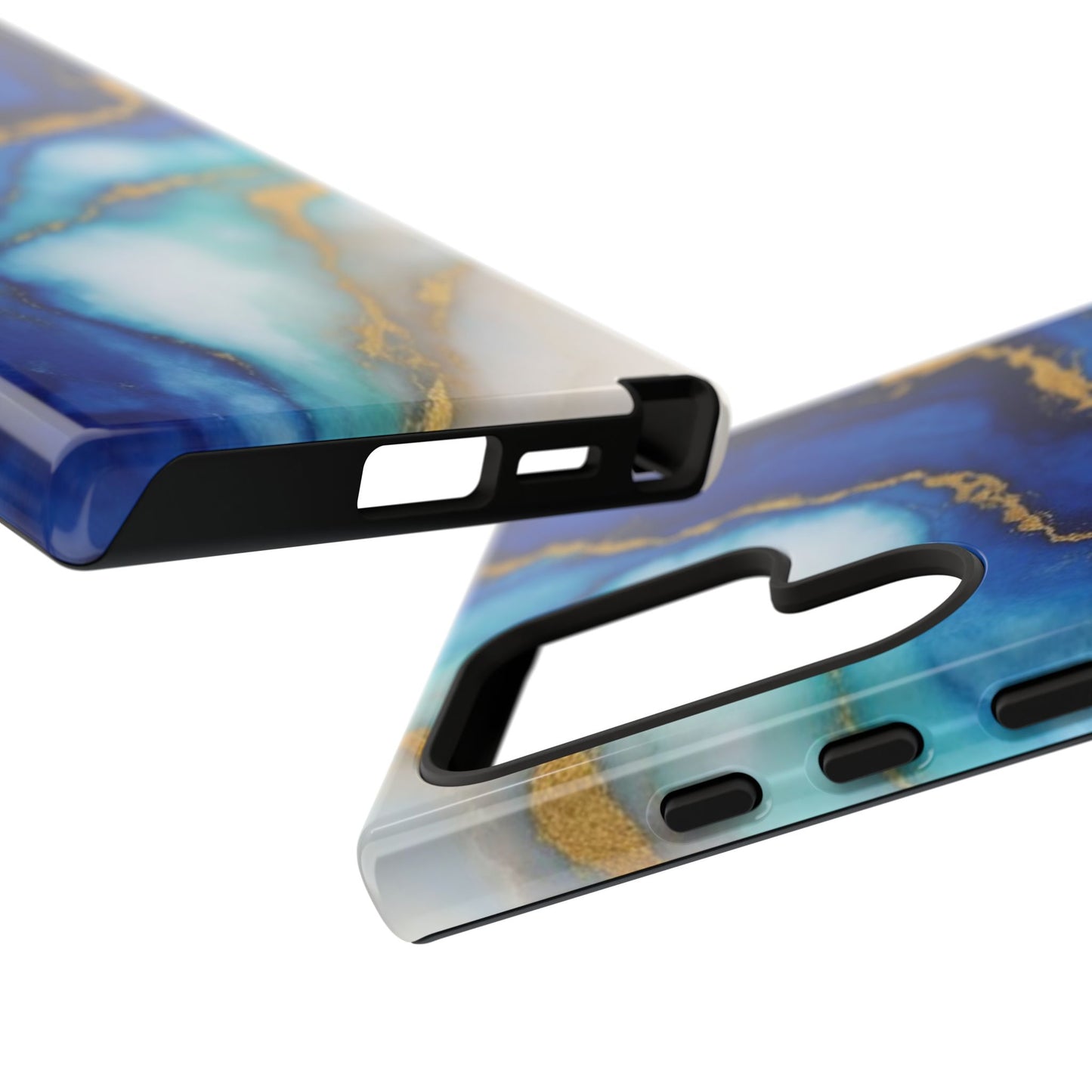 Blue & Gold Marble Phone Case – Luxury Resin Art Tough Case (iPhone, Samsung, Pixel)