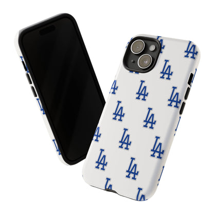 Blue LA Monogram Pattern Phone Case | Minimal Baseball Inspired Tough Cover