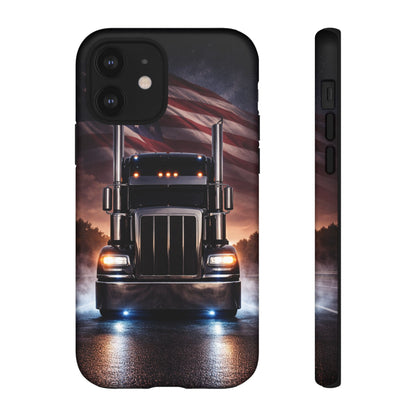 Semi Truck Phone Case American Flag Big Rig Trucker Gift iPhone Samsung