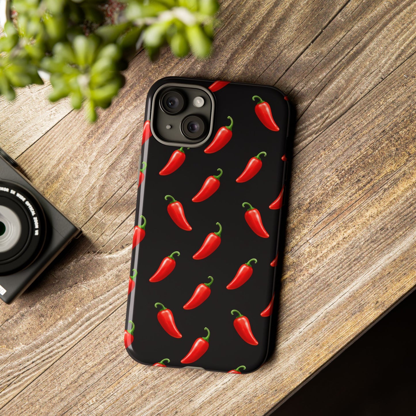 Spicy Chili Pepper Phone Case – Black Cute Hot Pepper Tough Cover for Iphone, Samsung Galaxy and Pixel