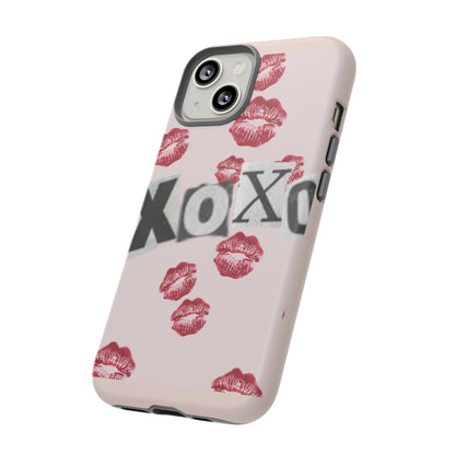 XOXO Kiss Print Phone Case | Coquette Valentine Aesthetic | Cute Pink Lipstick Kiss Tough Case for iPhone & Samsung