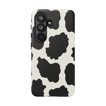 Black & White Cow Print Phone Case | Western Aesthetic iPhone & Samsung Tough Case