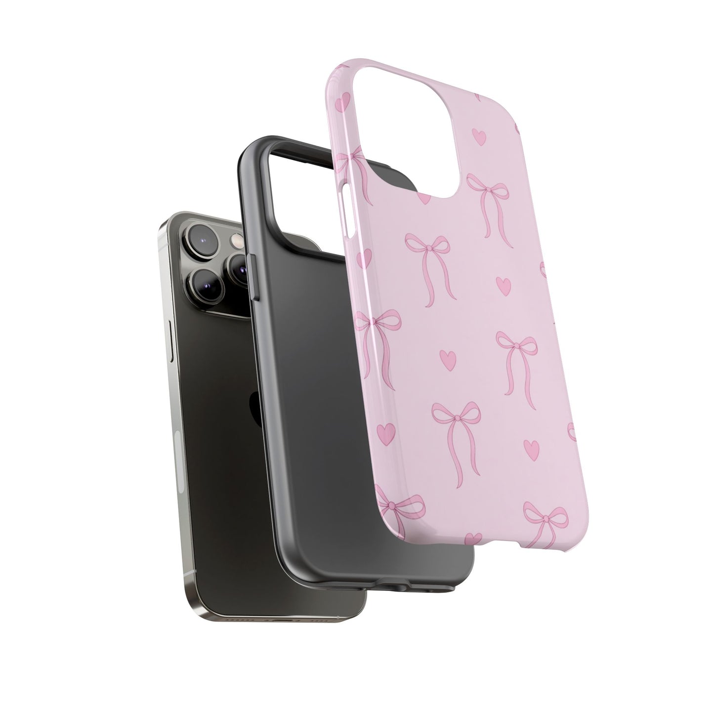 Pink Bow Heart Aesthetic Phone Case – Coquette Cute Tough Cover