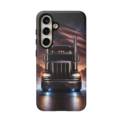 Semi Truck Phone Case American Flag Big Rig Trucker Gift iPhone Samsung