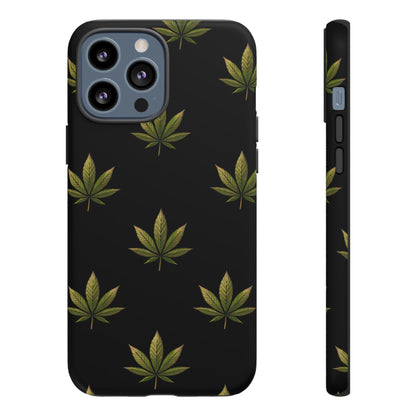 Cannabis Leaf Phone Case Green Weed Leaf Pattern Tough Protective Cover