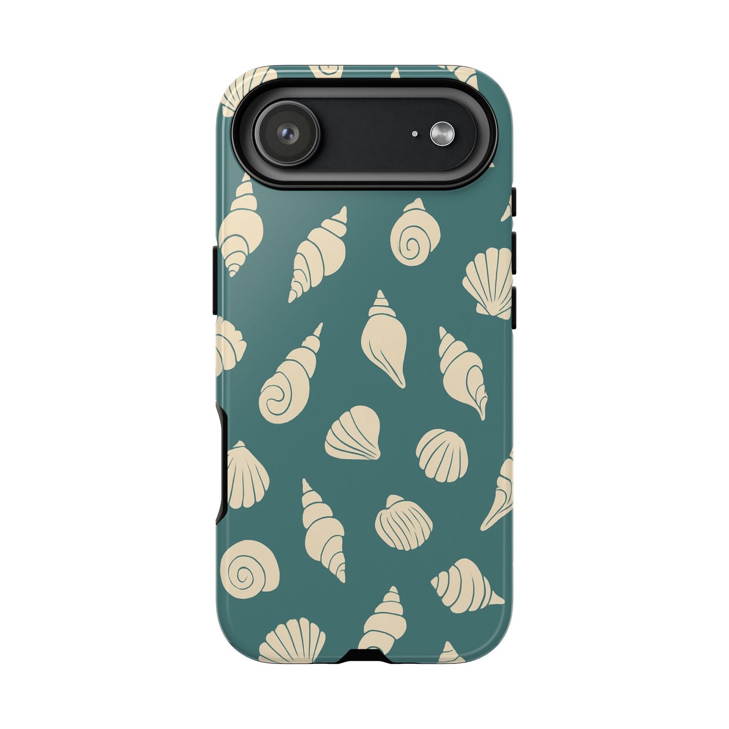 Seashell Pattern Phone Case | Teal Coastal Shells Tough Case for Iphone, Samsung Galaxy and Pixel