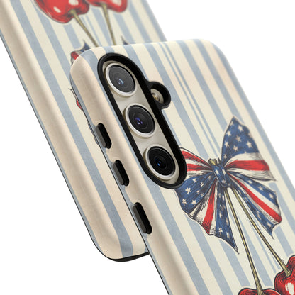 Patriotic Cherry Phone Case Americana Coquette Aesthetic iPhone Samsung