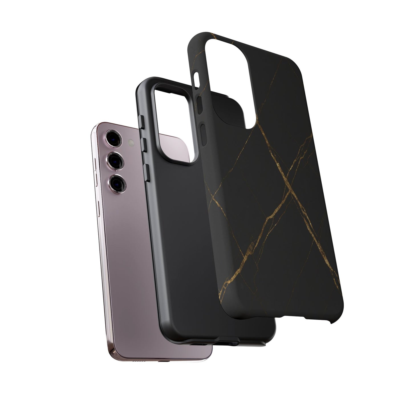Black Marble Phone Case with Gold Veins | Minimal Luxury Tough Case
