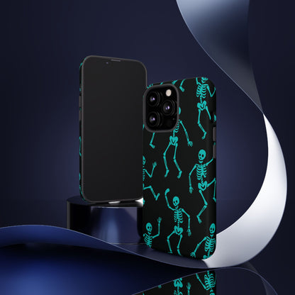 Dancing Teal Skeletons Phone Case | Tough Protective Case for Iphone, Samsung Galaxy and Pixel