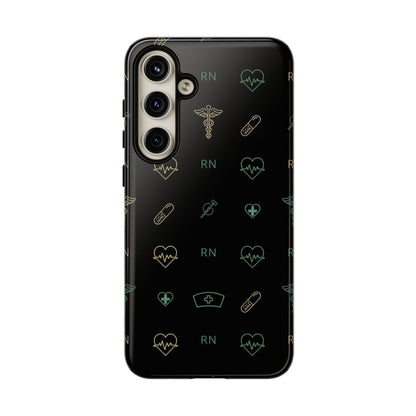 RN Nurse Phone Case – Minimal Medical Icon Pattern Healthcare Worker Tough Case