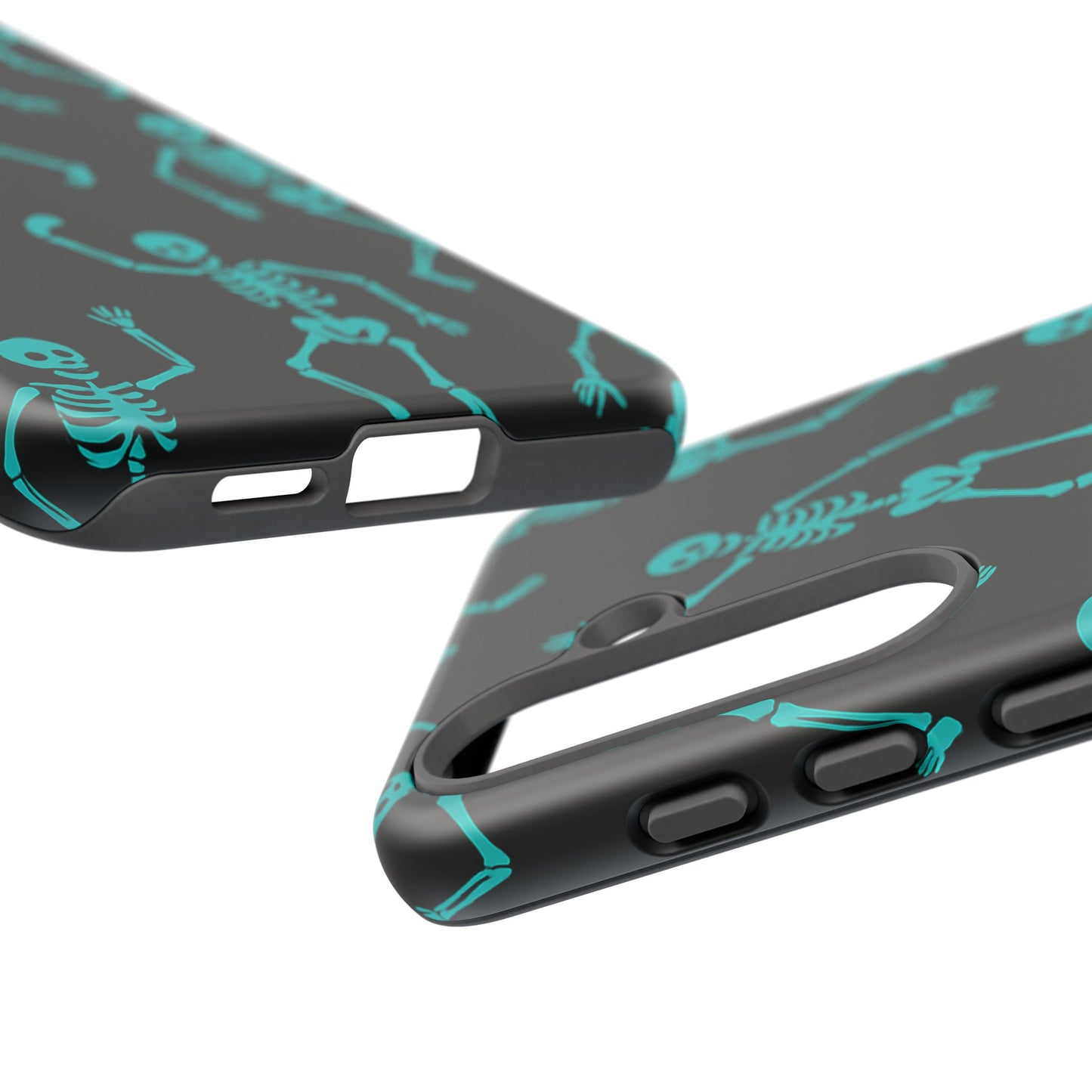 Dancing Teal Skeletons Phone Case | Tough Protective Case for Iphone, Samsung Galaxy and Pixel
