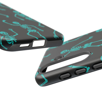 Dancing Teal Skeletons Phone Case | Tough Protective Case for Iphone, Samsung Galaxy and Pixel