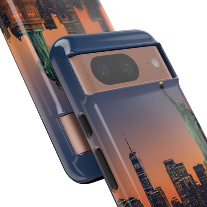 Statue of Liberty Sunset Phone Case – New York City Skyline Travel Aesthetic Tough Case