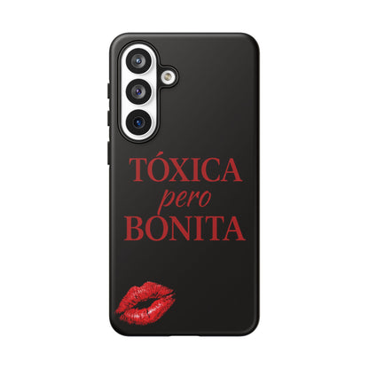 Toxica Pero Bonita Phone Case, Latina Quote Case, Red Lips Aesthetic, Spanish Saying Case, Trendy Tough Cover