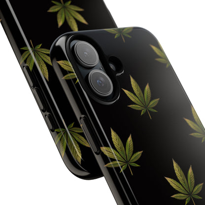 Cannabis Leaf Phone Case Green Weed Leaf Pattern Tough Protective Cover