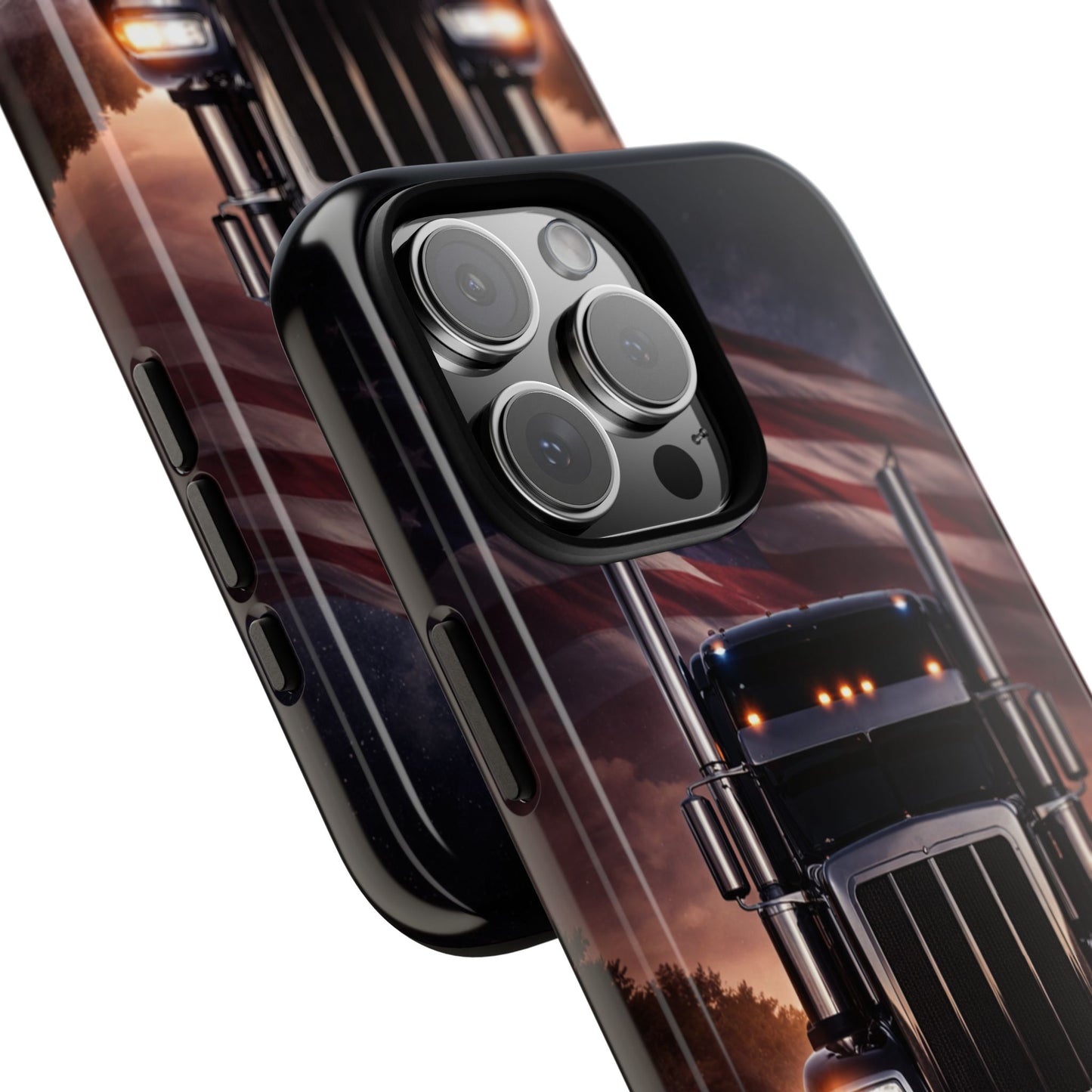 Semi Truck Phone Case American Flag Big Rig Trucker Gift iPhone Samsung