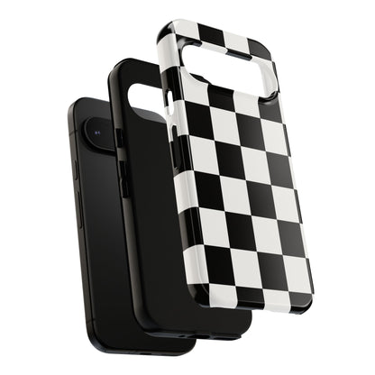 Black & White Checkerboard Phone Case – Classic Aesthetic Tough Protective Case for Iphone, Samsung Galaxy and Pixel
