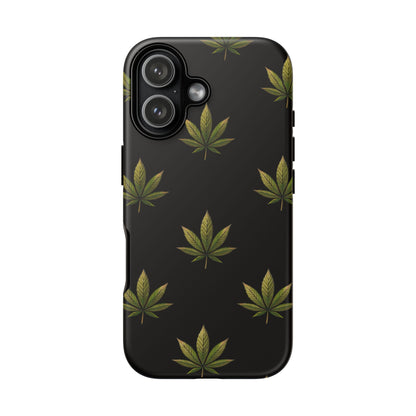 Cannabis Leaf Phone Case Green Weed Leaf Pattern Tough Protective Cover