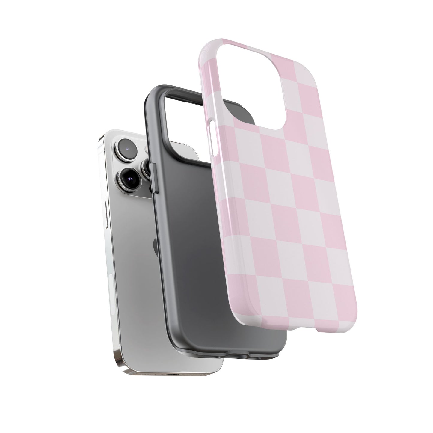 Light Pink Checkerboard Phone Case | Pastel Aesthetic Checkered iPhone & Samsung Tough Case