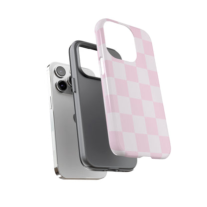 Light Pink Checkerboard Phone Case | Pastel Aesthetic Checkered iPhone & Samsung Tough Case
